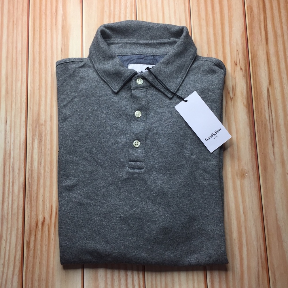 NWT Goodfellow Short Sleeve Polo Shirt Grey S L - Picture 2 of 7